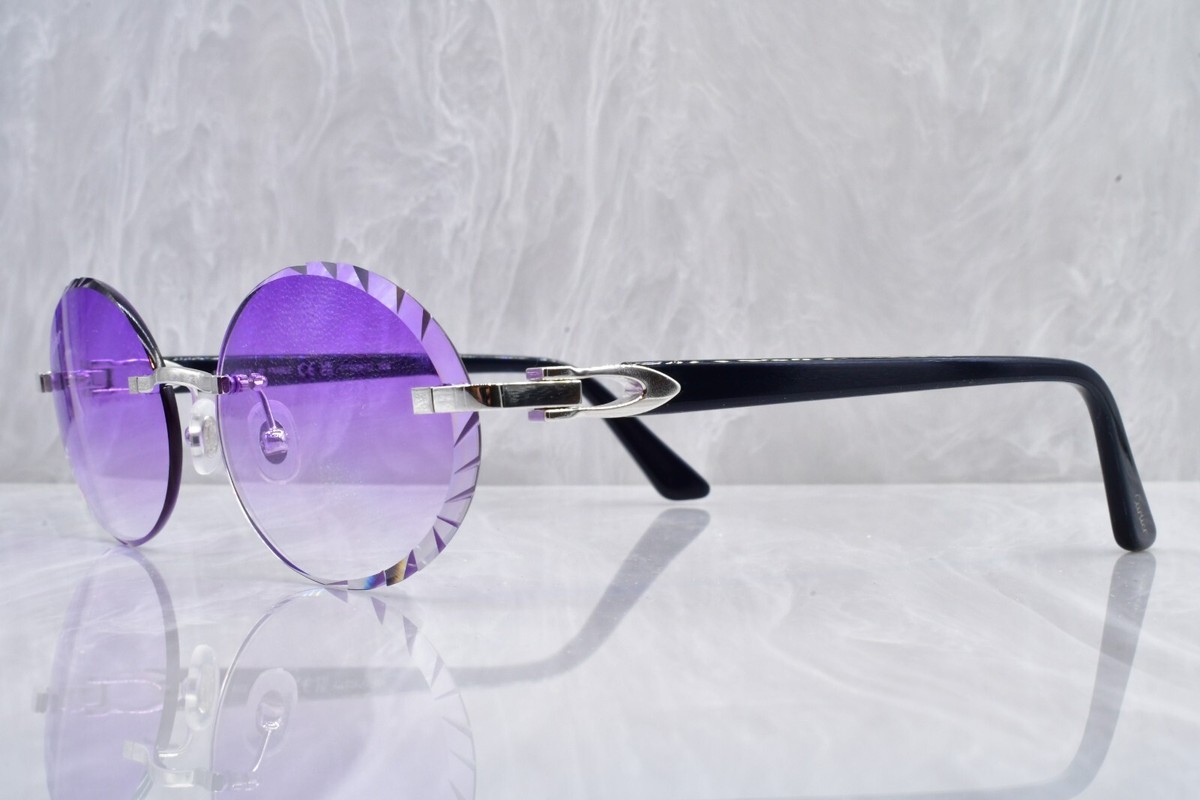 Cartier Rimless Sunglasses with Purple Lenses and Silver Accents pattern Cartier Eyewear Custom CT0092O-001 C Decor Rimless  main image 2