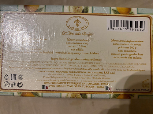 Saponificio Fiorentino LIMONE Scented Soap ITALY NEW 10.5 oz New in Box - Picture 3 of 5