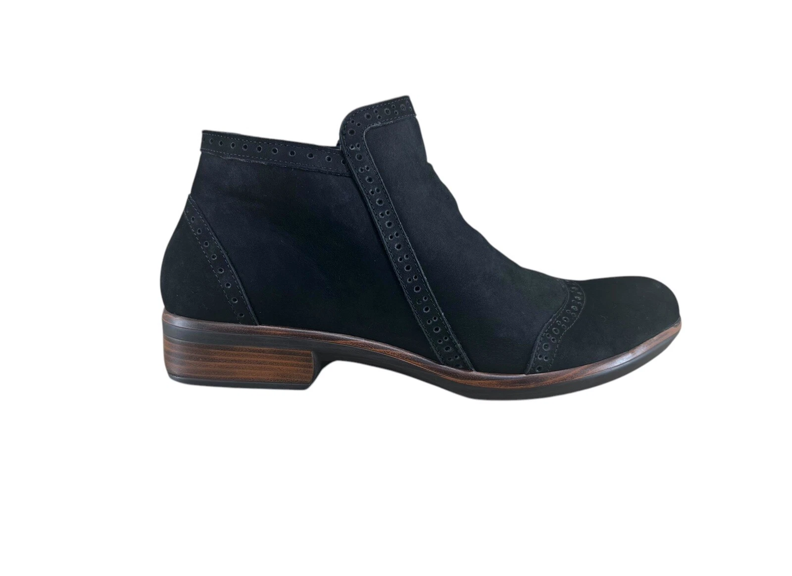 Naot Nefasi Ankle Boots Women’s 10 41 Black Velvet Nubuck Leather Brogue Zip