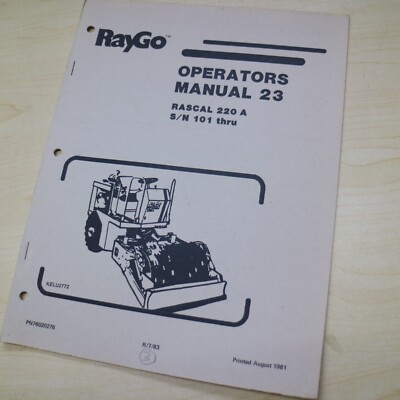 RAYGO Rascal 220A COMPACTOR ROLLER Operation Operator Owner Manual Book guide