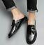 thumbnail 7  - Men&#039;s Black White Patent Leather Slip On Mules Buckle Leisure Slippers Shoes New