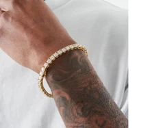 Birthday Gift For Her 8Ct Round Natural Diamond Tennis Bracelet 14k Yellow Gold