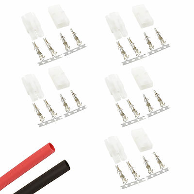 5 x Paar RC Tamiya 7,2V großer Akku Stecker + Heat Shrink Auto Buggy LKW