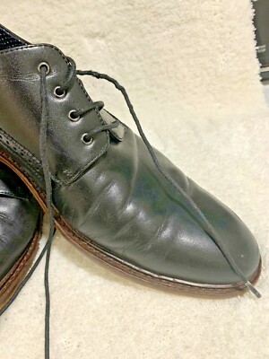 Aston Grey Cortez Black Leather Oxfords w/ Brown Soles Men display picture 1