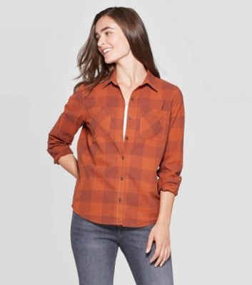 Women's Plaid Long Sleeve Cotton 