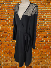 BNWT NEXT UK 8 BLACK LACE LONG SLEEVE OCCASION FORMAL PARTY EVENING WRAP DRESS