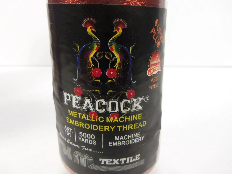 HM Textile Peacock Embroidery Machine Cone Textile Thread Metallic  Red  - Image 3 of 3