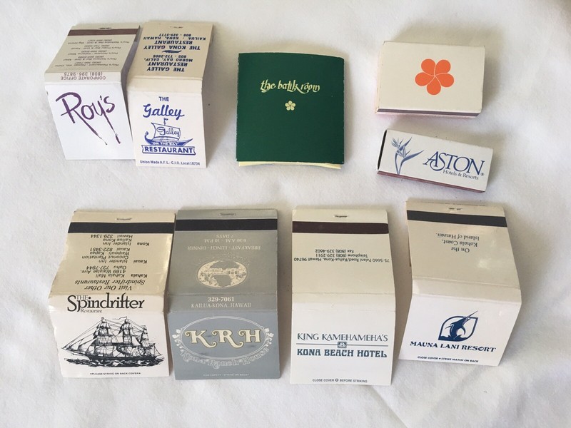 LOT OF 9 KONA BIG ISLAND HAWAII UNSTRUCK MATCHBOOKS MATCHBOX BATIK ROOM KING KAM