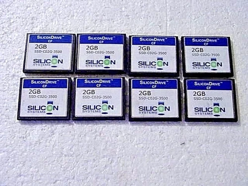 Lot Eight 2GB Flash Memory Cards CF CompactFlash card 2 GB Silicon Systems