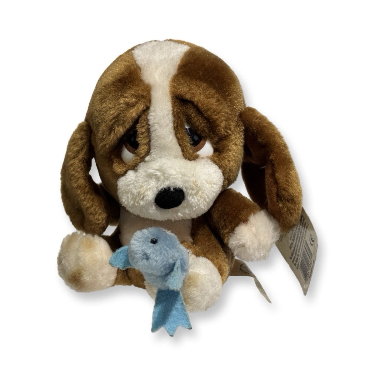 Vintage Applause Sad Sam Honey Plush Dog w Blue Bird Toy 6-7” W