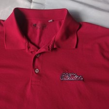 Gear for Sports Ole Miss Polo Shirt Embroidered Logo Red Mens XL Extra Large