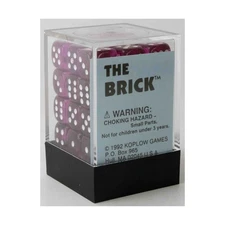Koplow Opaque Dice Brick - d6 Transparent Magenta w/White (36) NM