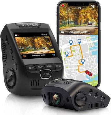 Rexing V1GW-4K Ultra HD Car Dash Cam w/Built-in GPS Logger, 2.4'' LCD Screen,W...
