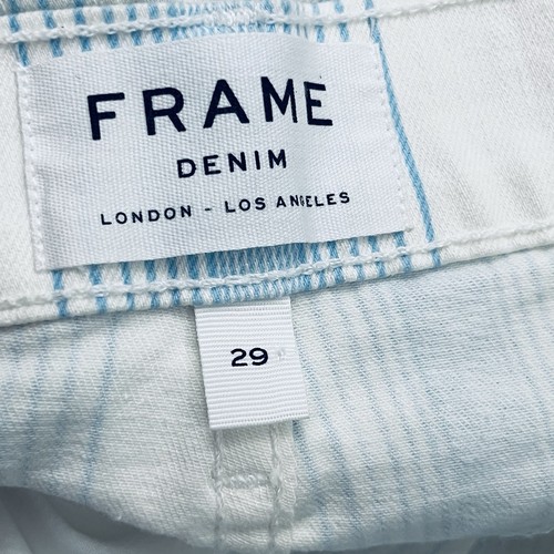 Frame Denim Skirt Light/Blue White Vertical Stripes Front Zip Sz 29 Made/US NWOT - Picture 9 of 11