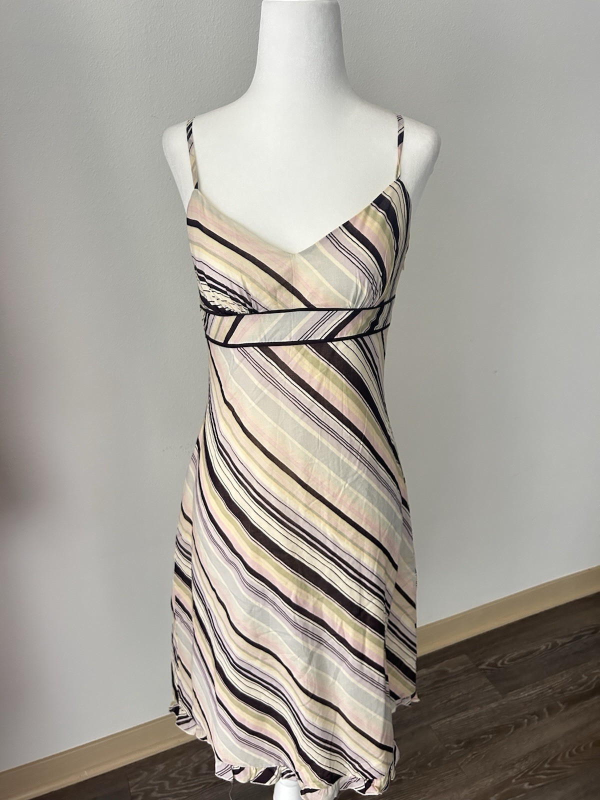 VTG Express Pastel Striped Cotton Mini Dress Y2K Retro Coquette Twee Feminine