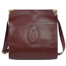 Cartier Must Leather Shoulder Bag Bordeaux Gold