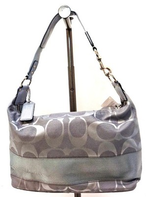 バッグ Coach Hobo Oneshoulder Bag Gray COACH Signature Jacquard Grey Stripe Single Strap Hobo Shoulder