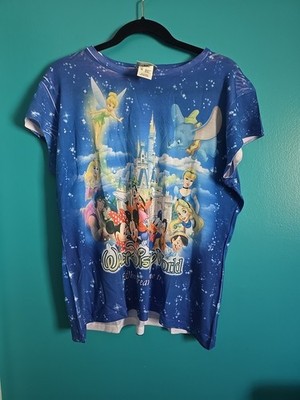 Walt Disney World all Over Print T-Shirt 2xl XL Where Dreams Come True Blue