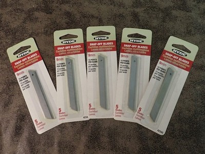 5 Packs of 5 NEW Hyde 42345 9mm 13 Point Snap-Off Blades (BN102)