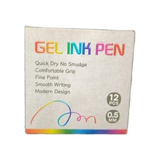 12 Pack Gel Ink Pens 0.5mm Fine Point Quick Dry No Smudge Smooth Writing New