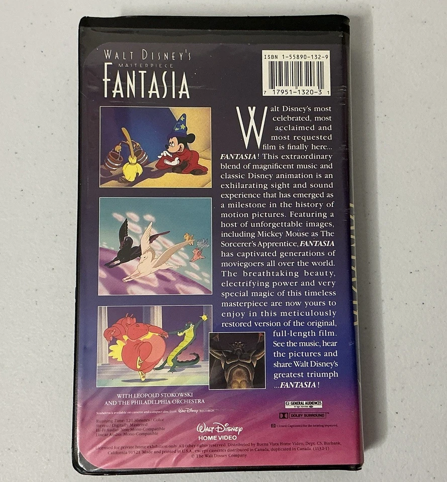 Walt Disney Fantasia EXTREMELY RARE MISPRINT Collectors Mickey Mouse VHS - Image 2 of 4