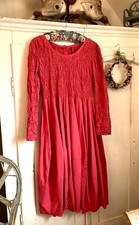 EWA I WALLA Coral Ruched Smocking Dress M Fab