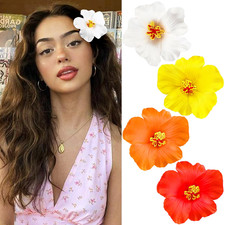 4Pcs Hawaiian Flower Hair Clips for Women,Plumeria Hibiscus Hair Clips Rose Hair