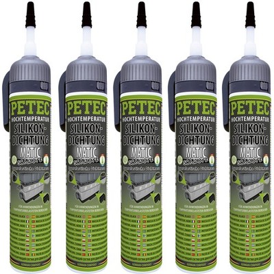 Petec Hochtemperatur Silikondichtung Matic schwarz 5x 200ml dauerelastisch 260°C