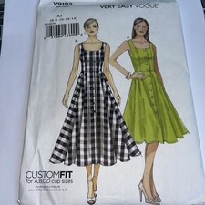 Vogue Sewing Pattern Dress Fit & Flare Summer 6-14 A-D Cup UNCUT V9182 Very Easy