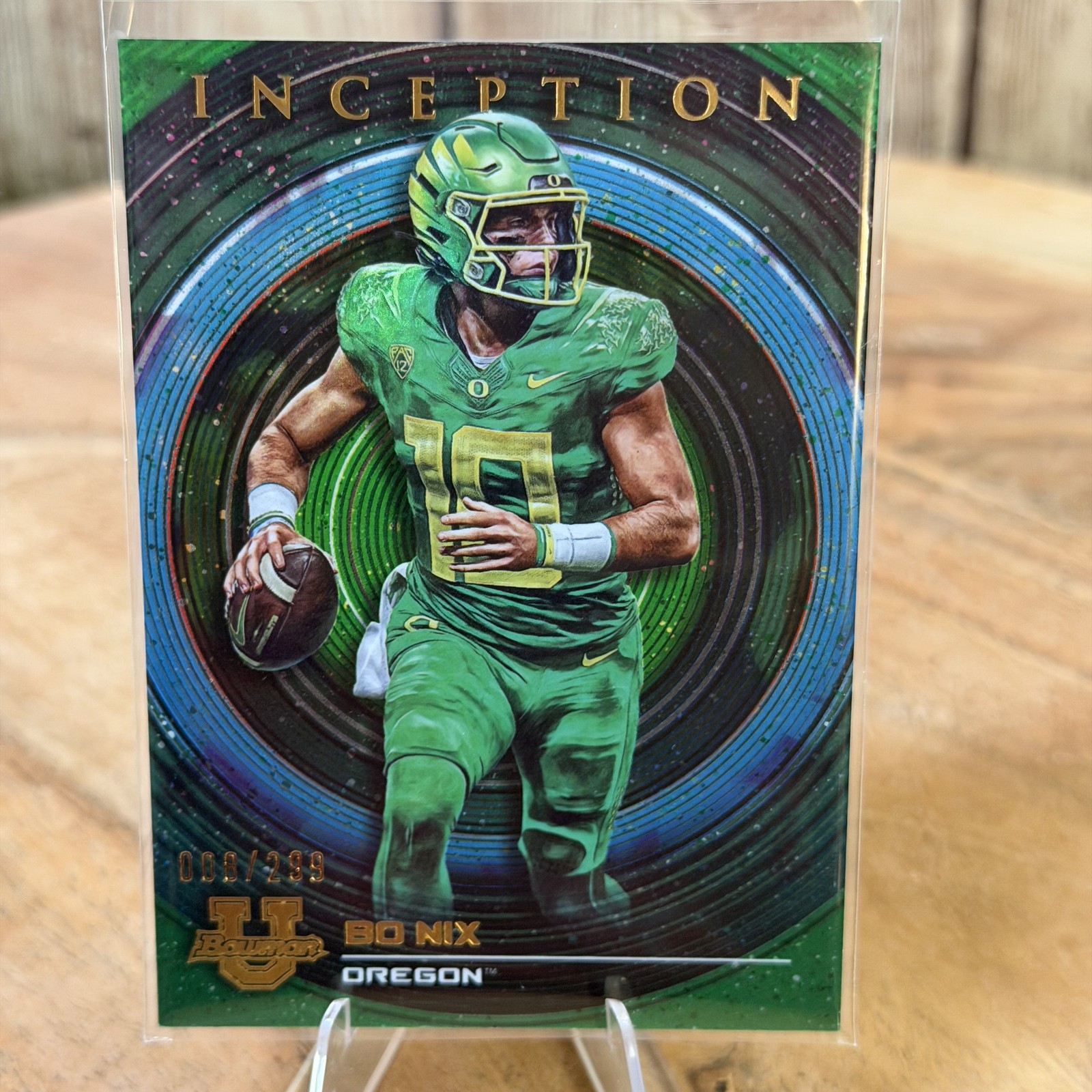 2023 Topps Bowman Inception U Bo Nix Ducks (RC) Green Foil /299 COLOR MATCH a317