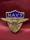 Rare WW2 Sterling & Enamel US Navy Pilot Training Pin Badge V-5 Program BB&Co