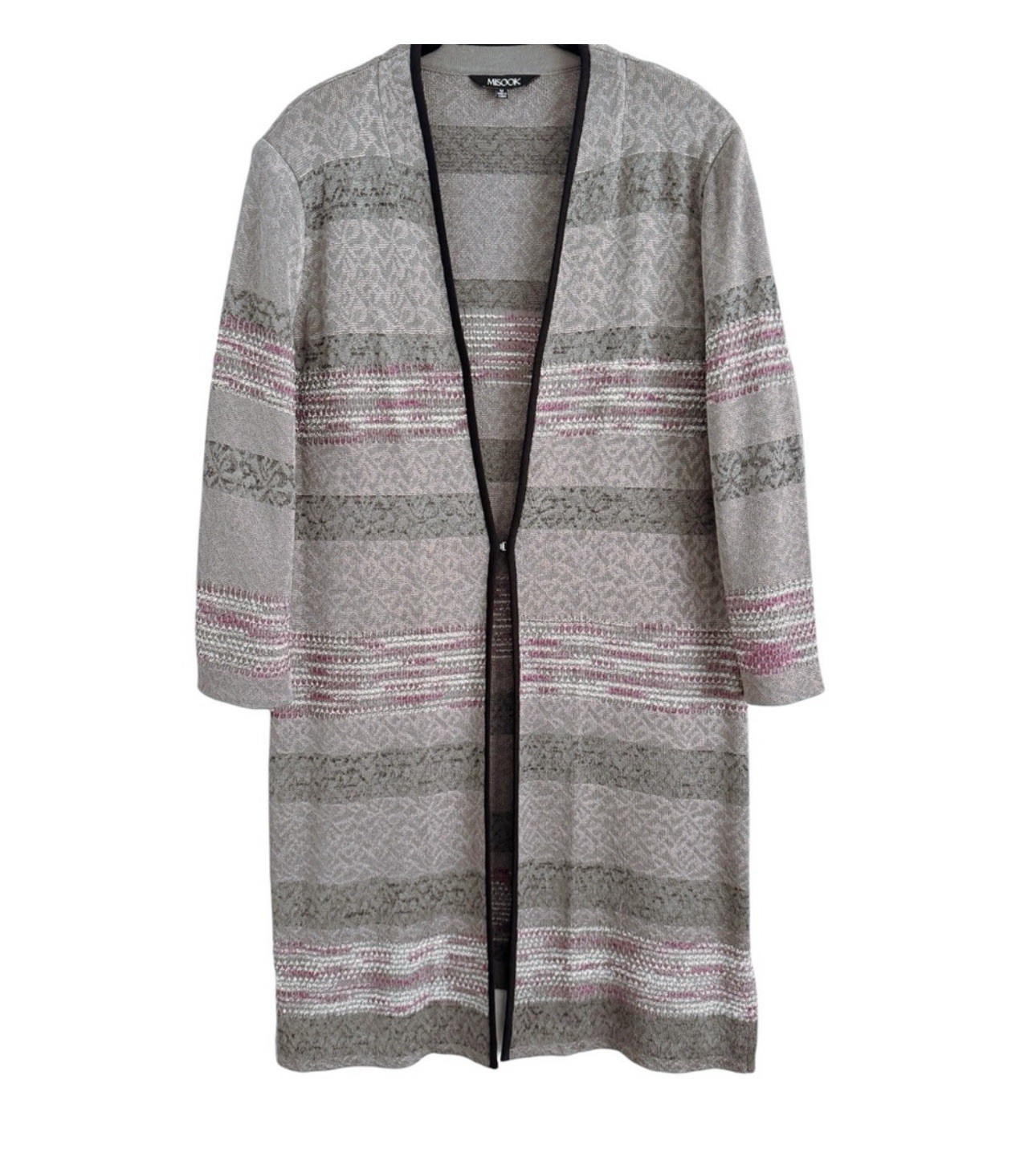 MISOOK INTARSIA KNIT PATTERN DUSTER JACKET BUSINE… - image 2