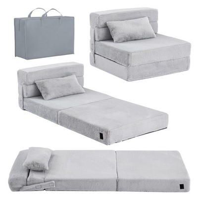 YOTATING Kinder Schlafsofa, Kleinkind Bodenmatratze Glow in The Twin, Plüsch grau 