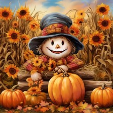 Fall Diamond Art Kits for Adults,Scarecrow Diamond Painting Kits 14X14In  5D