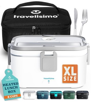 Extra-Large Electric Lunch Box For Adults Holds up to 8 Cups - 100W Heated Lu
