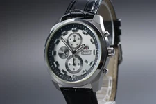 Exc+5 ORIENT Chronograph TT0U-C0-B Black Silver Dial Quartz 43mm Men's Watch