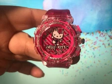 Hello Kitty LED Flashing Light Silicone Watch - Kitty in Stripe Background NWOT