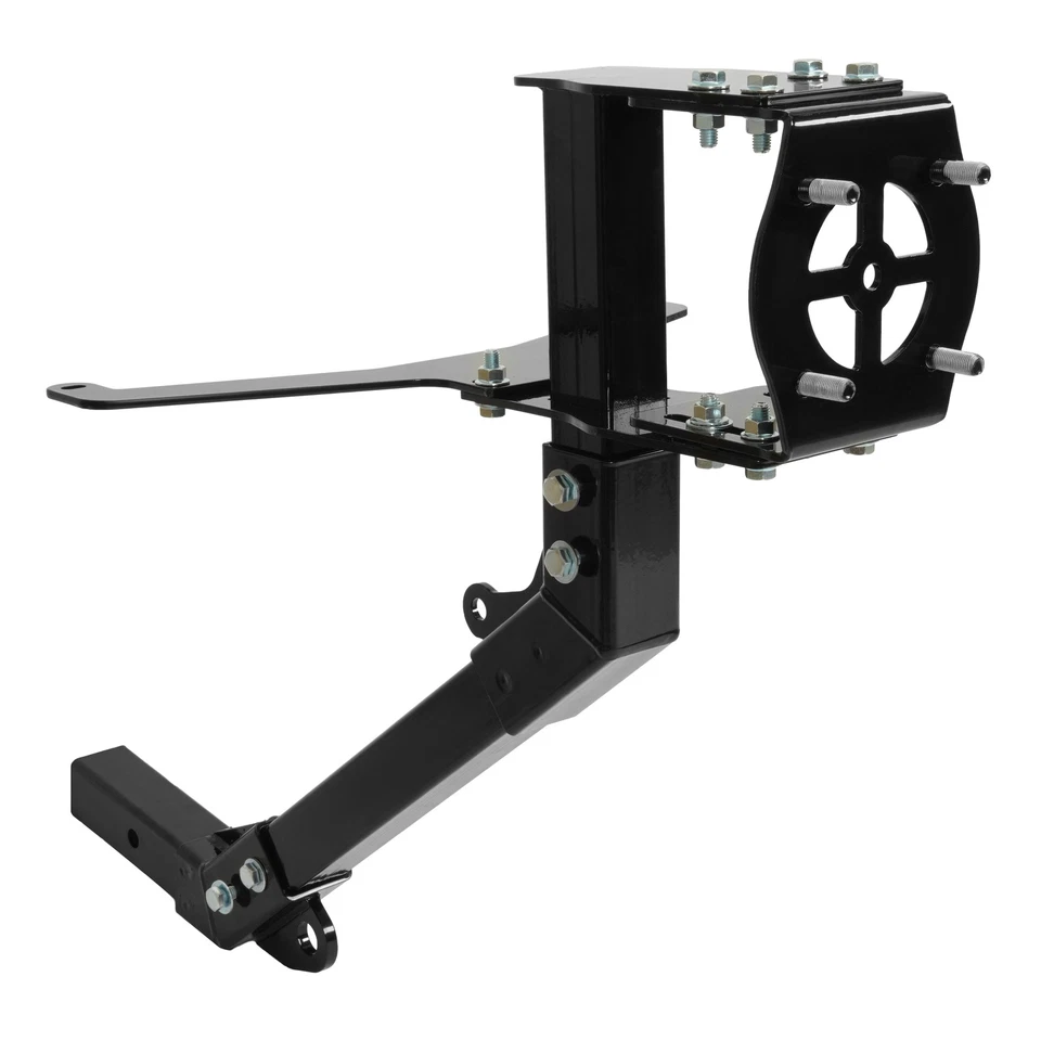 Black Steel Hitch Mounted Spare Tire Carrier For 2014-2025 Kawasaki Teryx4 800 - Image 3 of 4