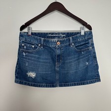 American Eagle Outfitters Women's Denim Skirt Distressed Blue Jean Mini 10 Y2K