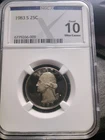 1983 S NGCX 25C Washington Quarter Proof 10 Ultra Cameo Perfect Coin
