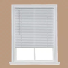 White Cordless 1 In. Light Filtering Vinyl Mini Blind 22 In. W X 42 In. L