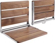 Folding Wall Mounted Shower Seat Teak Wood 450lb Capacity New