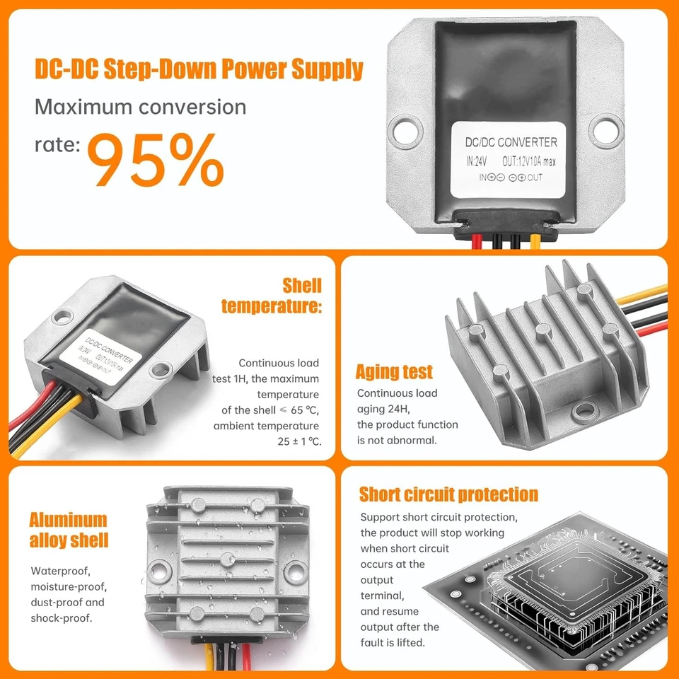 DC 24V to 12V 5A-30A 240W DC to DC Step Down Converter Regulator Supply IP67 - Image 2 of 4