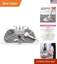 Large Silicone Makeup Brush Cleaning Mat & Sink Cover for Stylish Bathrooms