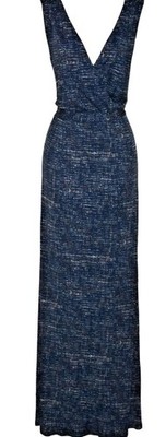 Ghost Navy Maxi Dress UK 12 Sleeveless V Neck Stretch