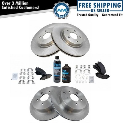 Front & Rear Ceramic Brake Pad & Rotor Kit for Infinity Q50 w/Fluids