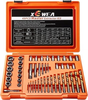 XEWEA 49PCS Screw & Bolt Extractor Set with Left Hand Drill Bit Set, Multi-Spl