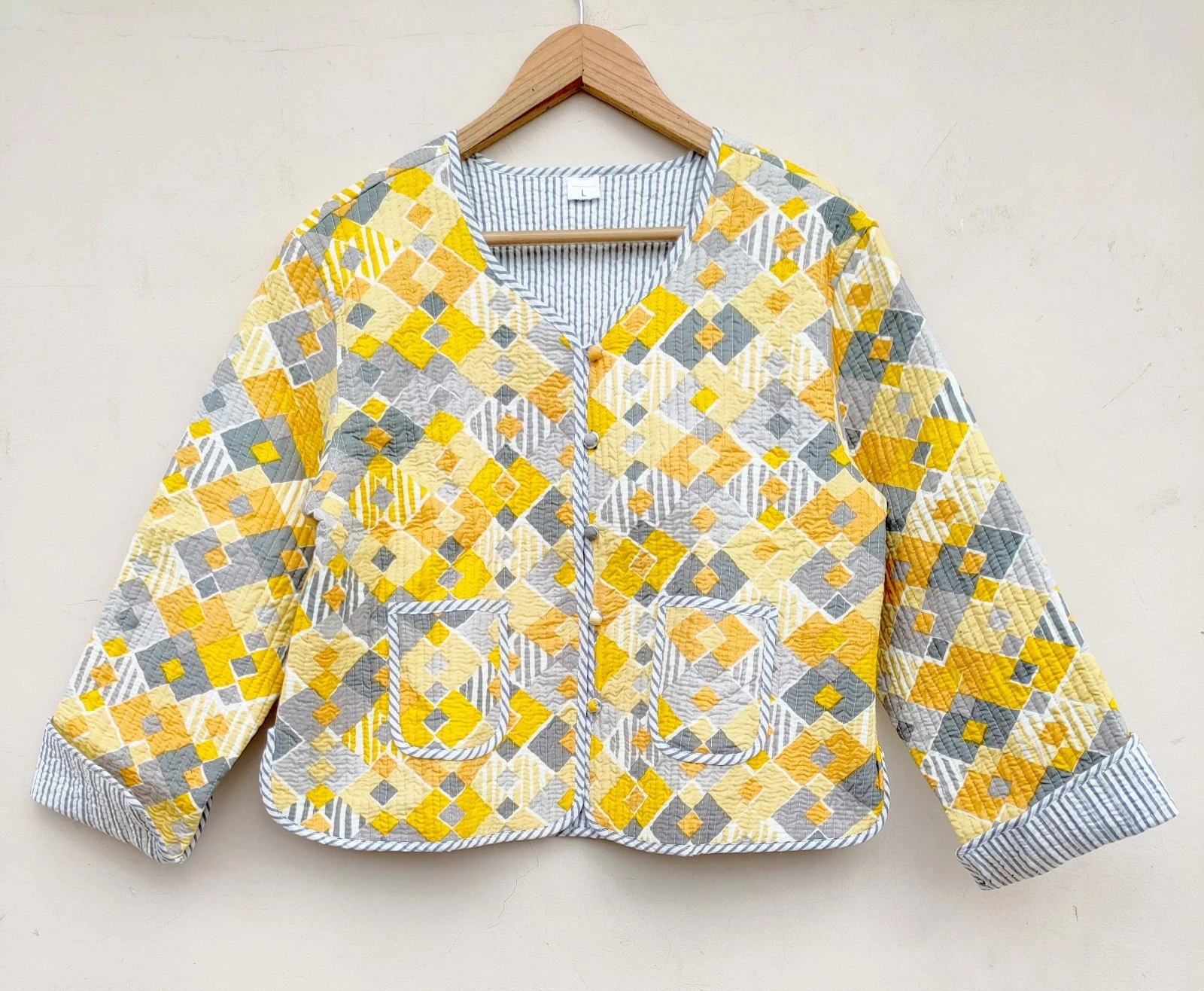 Indian Multi Patchwork 100%Cotton Quilted Unisex Jacket Womens Clothing Jacket