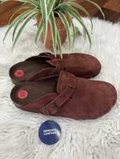 New  Men  s White Mountain Red Genuine Leather Suede Slippers Size 10