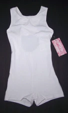 Natalie Theatrical Biketard Unitard Leotard Bike Shorts Bodysuit White New Girl